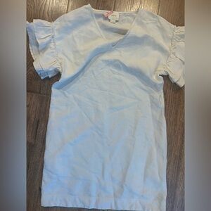 Maeve by Anthropologie Off White Linen blend v neck shift dress XS EUC pockets